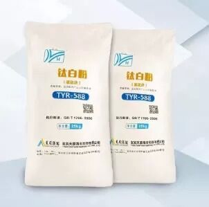 Yibin Tianyuan TYR-588 فرآیند کلوراید دی اکسید تیتانیوم روتیل با پوشش Zr-Al برای درخشندگی فوق العاده بالا