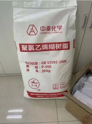 Zhongtai P-450 رزین پیست پی وی سی با ارزش K متوسط با لزگی پایین و VCM باقی مانده کم برای محصولات نرم پی وی سی