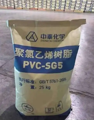 رزین PVC ZHONGTAI SG-5 با ارزش K 67، کلورید وینیل باقیمانده کم 1 میلی گرم در کیلوگرم و سفیدی حرارتی بالا 85٪